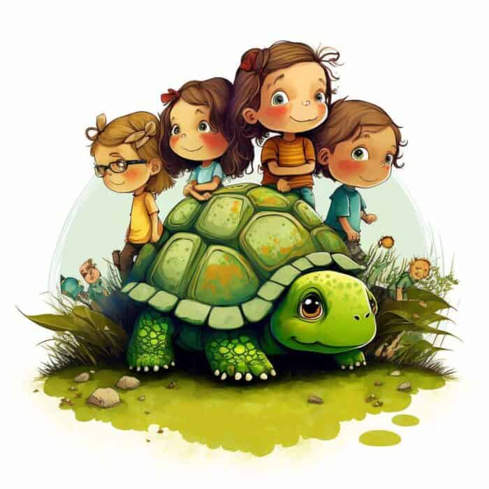 Pohádka - pět dětí a mezi nimi želva