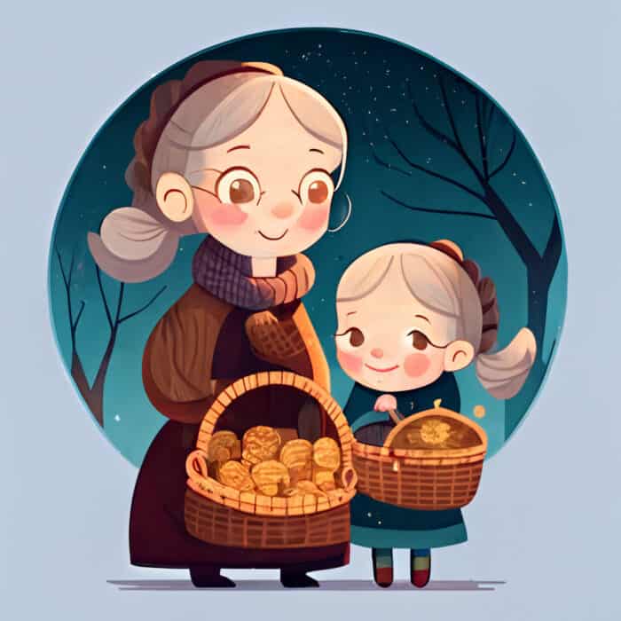 Pohádka Kouzelná babička s malou holčičkou a košíkem plným zlaťáků