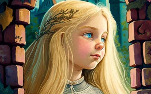 Pohádka pro děti Zlatovlasá Locika, princezna s dlouhými blond vlasy, která je uvězněna ve věži